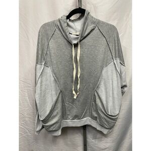 BiB! Women's‎ Gray Two-Tone Lounge Sweatshirt with Drawstring Neck Size L